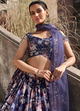 Blush Purple Embroidered Floral Printed Georgette Lehenga Choli