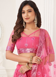 Charming Pink Soft Net Sequence Work Lehenga Choli With Dupatta