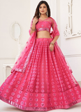 Charming Pink Soft Net Sequence Work Lehenga Choli With Dupatta