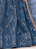 Beautiful Embroidered Work Net Fabric Blue Lehenga Choli