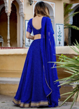 Gota Patti Border Work Royal Blue Georgette Lehenga Choli