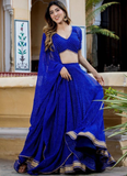 Gota Patti Border Work Royal Blue Georgette Lehenga Choli