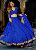 Gota Patti Border Work Royal Blue Georgette Lehenga Choli