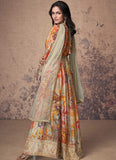 Designer Indowestern Long slit georgette gown with sequin work