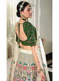 Green Choli With White Sequence Embroidered Silk Lehenga