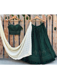 Green Georgette Thread Embroidered Designer Lehenga Choli