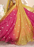 Trendy 3D Viscose Jacquard Silk Lehenga with embroidery zari thread work