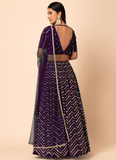 Purple Designer Georgette Lehenga choli with sequin and zari embroidery.