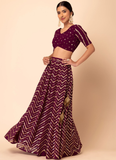 Beautiful Mahroon Party wear georgette lehenga with sequin zari work.