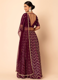 Beautiful Mahroon Party wear georgette lehenga with sequin zari work.