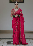 Pure soft Organza silk Festive saree with sequin and aarco border.