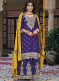 Designer embroidered Chinon silk Palazzo suit for any festival or party event