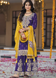 Designer embroidered Chinon silk Palazzo suit for any festival or party event