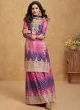 Beautiful Pink Chinon silk Party wear Palazzo suit with sequin work.