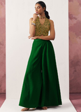 Designer trendy Indowestern Jacquad waistcoat and crepe palazzo set.