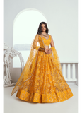Designer Sunshine Yellow Net lehenga choli crafted with thread sequin work
