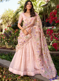 Amazing Pink Gold Crush lehenga embellished with sequin and thread embroidery work