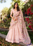 Amazing Pink Gold Crush lehenga embellished with sequin and thread embroidery work