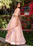 Amazing Pink Gold Crush lehenga embellished with sequin and thread embroidery work
