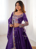 Perfect Purple Crepe silk lehenga choli with sequin and coding dori work