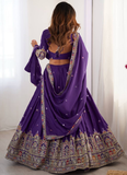 Perfect Purple Crepe silk lehenga choli with sequin and coding dori work