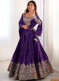 Perfect Purple Crepe silk lehenga choli with sequin and coding dori work