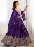 Perfect Purple Crepe silk lehenga choli with sequin and coding dori work