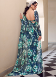 Beautiful Printed Marble georgette saree with a elegant pearl border.