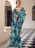 Beautiful Printed Marble georgette saree with a elegant pearl border.