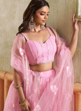 Pretty Pink soft net lehenga choli with zari and sequin work