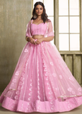 Pretty Pink soft net lehenga choli with zari and sequin work