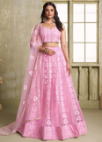 Pretty Pink soft net lehenga choli with zari and sequin work