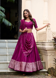 Alluring Festive pure chanderi lehenga choli with zari weaving border