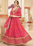 Pink Floral Printed Organza Sequence Embroidery Lehenga Choli