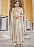 Traditional Beige Color Real Mirror Georgette Anarkali Suit