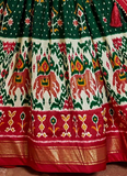 Patola Printed Red And Green Silk Lehenga Choli With Dupatta