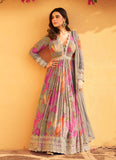 Designer Embroidered Chinon silk gown for party and festival