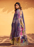 Multicolor Chinon silk embroidered gown with embroidery work for party and festival