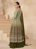 Shaded Green Pure Georgette Lehenga kurta set with sequin work