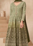 Shaded Green Pure Georgette Lehenga kurta set with sequin work