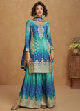 Shaded Chinon silk Designer party wear Palazzo suit with sequin embroidery