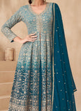 Alluring Shaded Blue pure georgette Lehenga Kurta set with sequin work