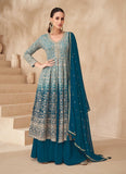 Alluring Shaded Blue pure georgette Lehenga Kurta set with sequin work