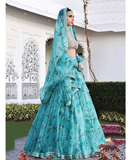 Floral Printed Khadi Organza Wedding Wear Lehenga Choli