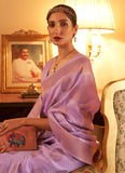 Lavender Copper Zari Handloom Weaving Work Saree Design