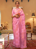 Festive Wear Copper Zari Handloom Weaving Silk Pink Saree