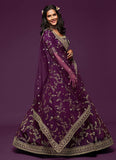 Wedding Wear Art Silk Embroidery Work Purple Lehenga Choli