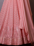 Impressive Light Pink Faux Georgette Thread Embroidered Lehenga