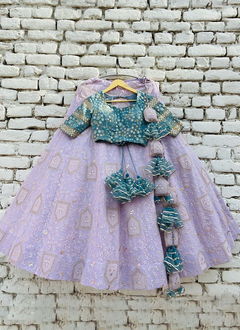 Light Purple Color Georgette Lehenga Choli With Embroidery Work