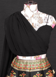 Black Color Banarasi Silk Party Wear Crop Top Lehenga Choli